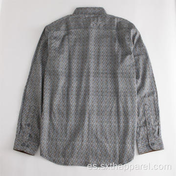 Camisa de algodón estampada de manga corta para hombre de alta calidad